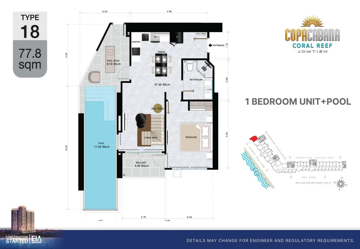 Copacabana Coral Reef Jomtien with private pool!! for sale