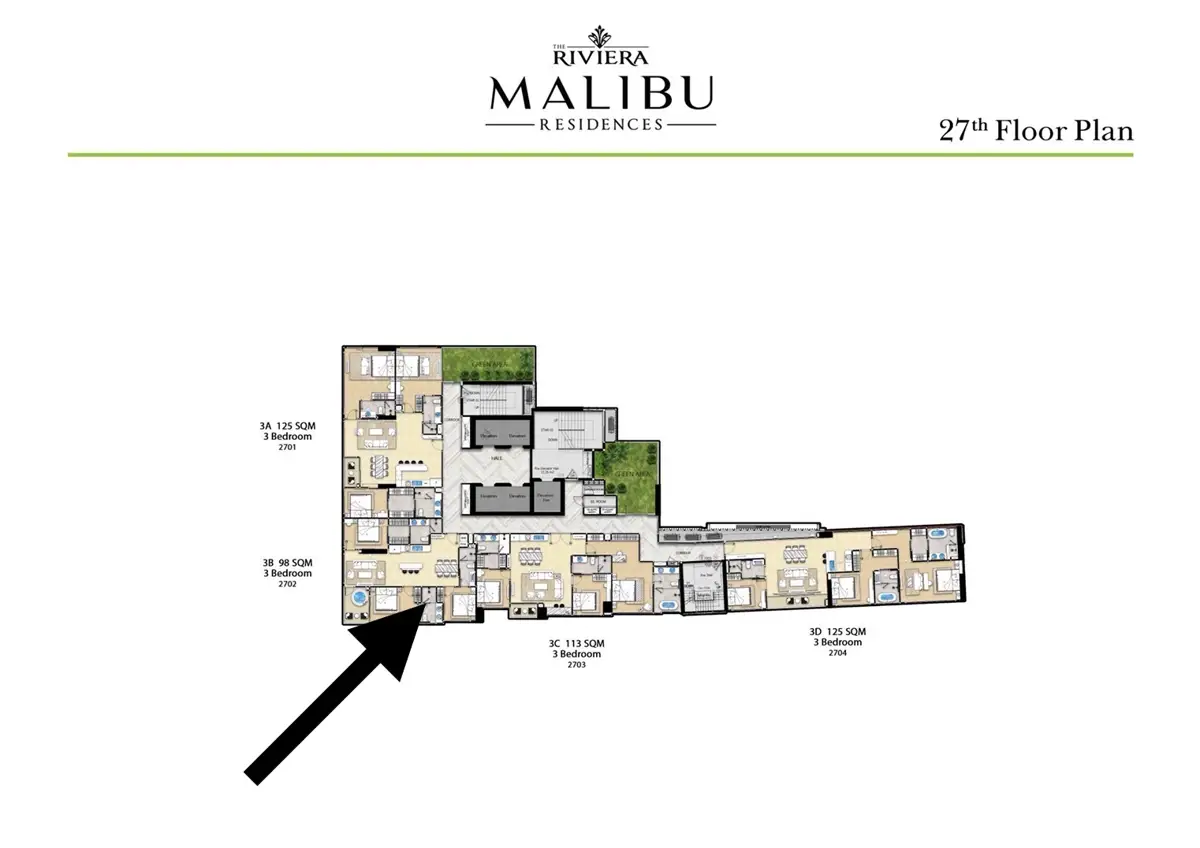 The Riviera Malibu Residences 3 BR Condo for sale